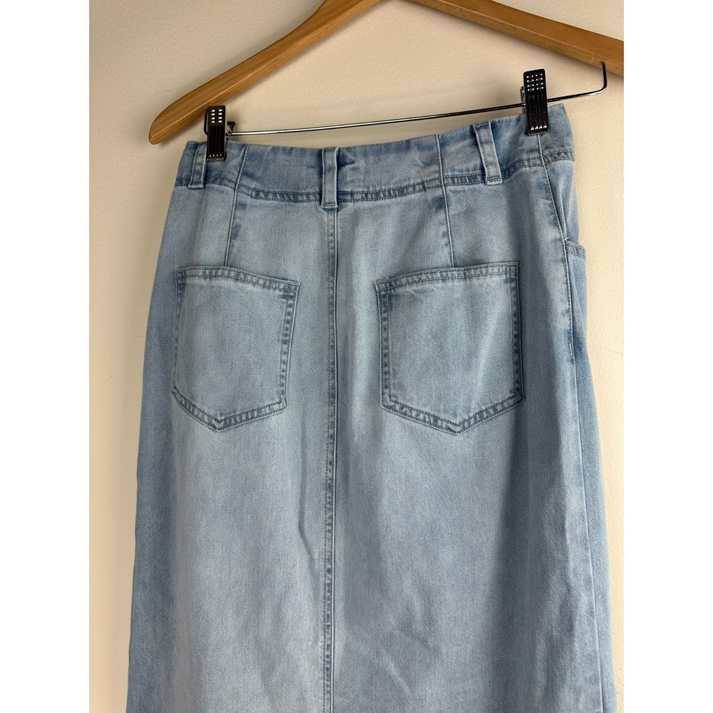 bella dahl Indigo Tencel Cotton Stretch Skirt Ocean Mist Size 25 - Picture 10 of 11